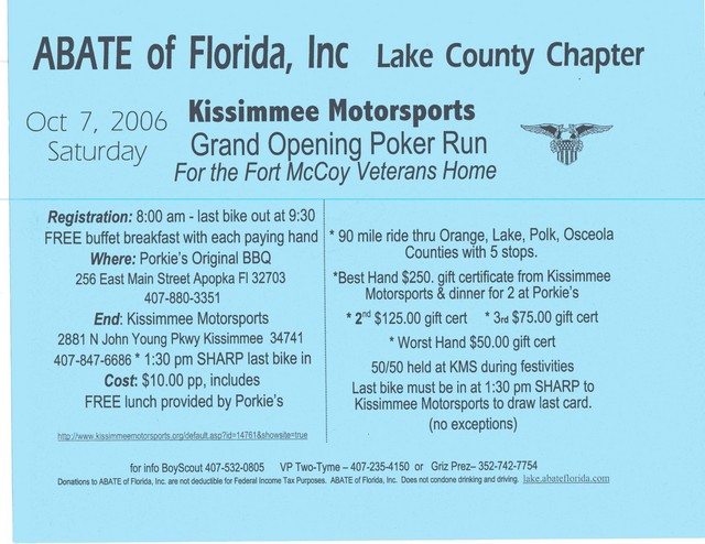 2006 ABATE Kissimmee Motor Sports Ft McCoy Benefit Run